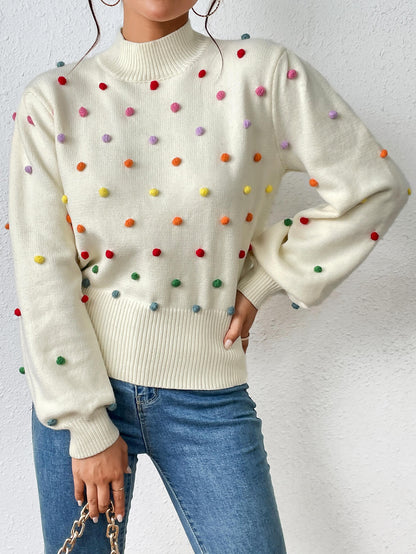 Celestial Multi Popcorn Applique Sweater - Cream