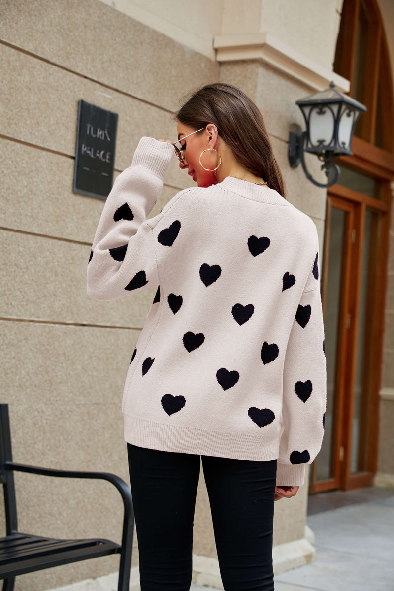 Heart Letter Oversized Pullover Knit Sweater