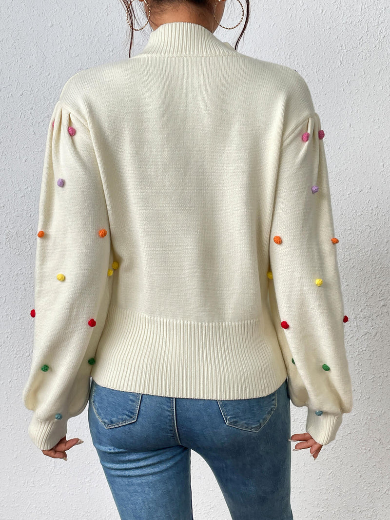 Celestial Multi Popcorn Applique Sweater - Cream