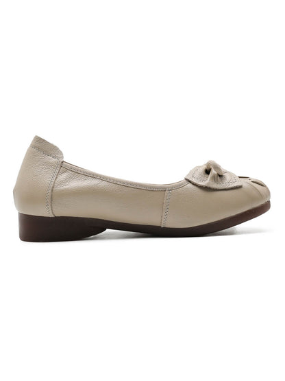 Rumour Has It | Breanne Quilted Ballet Leather Flats - Cream