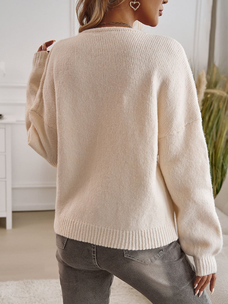 Shes the Bow Detail Sweater Cardigan - Cream