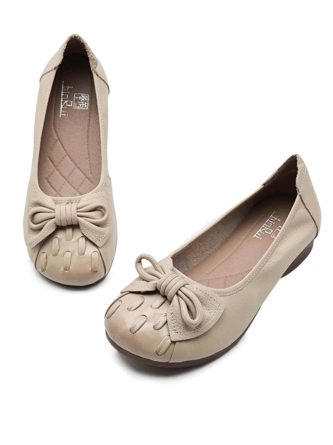 Rumour Has It | Breanne Quilted Ballet Leather Flats - Cream