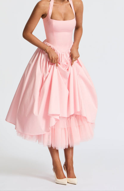 Zoe Midi Dress-blush