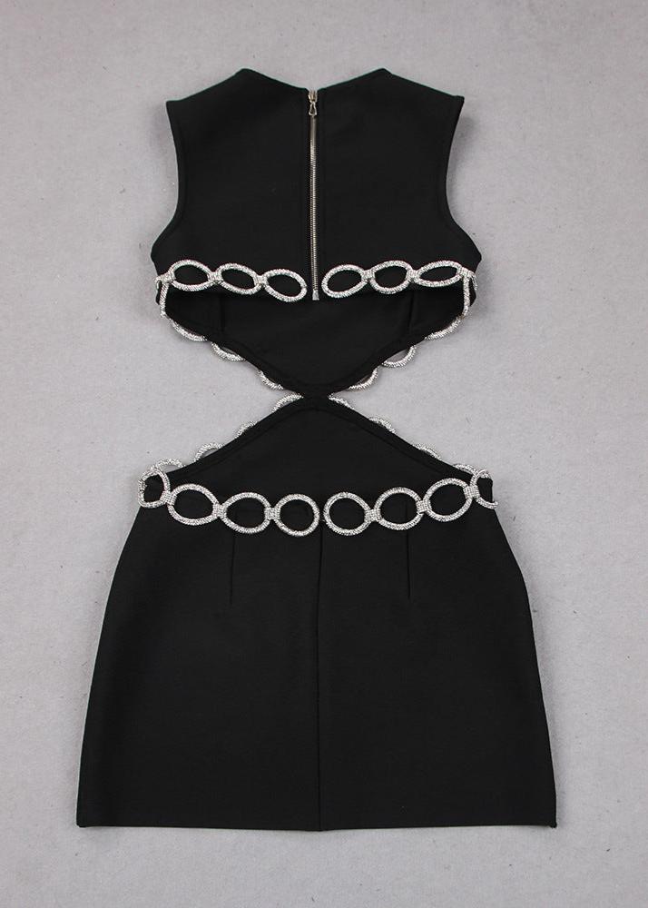Rhinestone-embellished Cut-out Bandage Dress