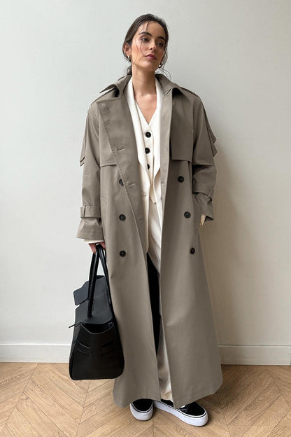 Long Cotton Tied Relaxed Overcoat