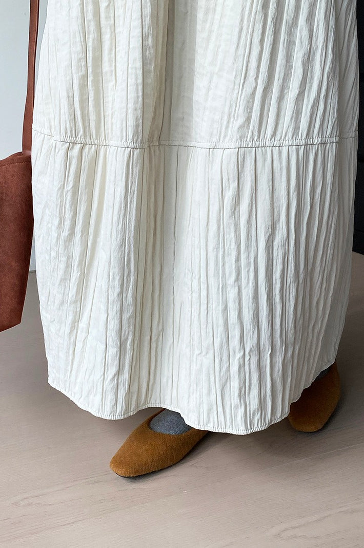 Quilted Cotton Puffer Midi Skirt