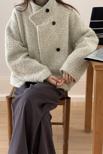 Wool Sweet Loose Snap Coat