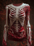 Comstylish Classy Skeleton Bloody Beads Halloween Cozy Sweater