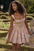 Pink Meadow Print Cotton Mini Dress