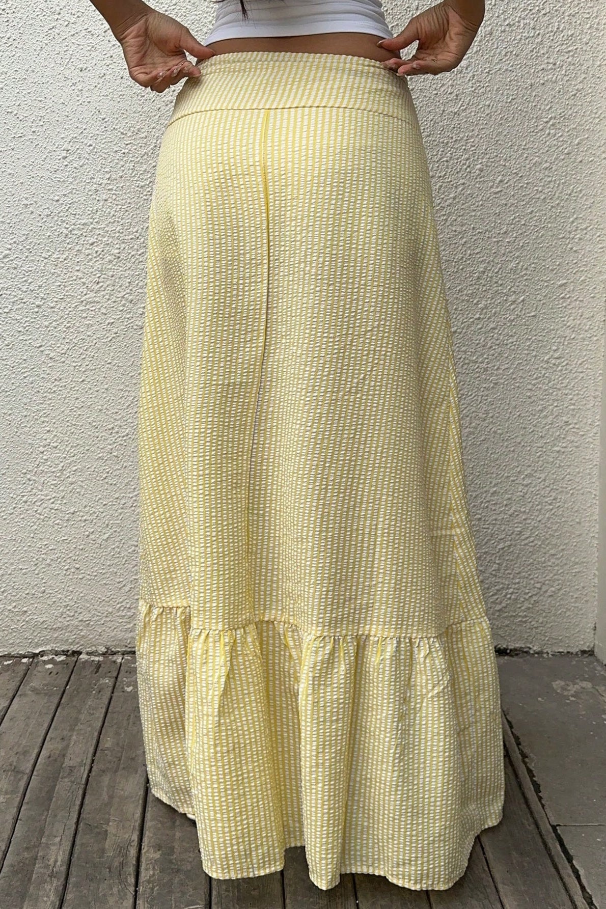 High Waist Striped Flared Skirt