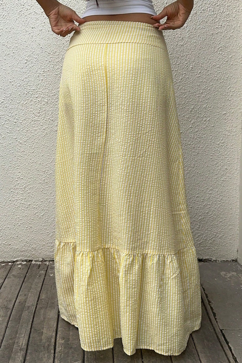 High Waist Striped Flared Skirt
