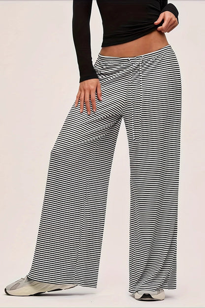 Color Block Stripe Relaxed Straight Pants