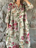 Women's Elegant Simple Rose Floral Pattern Shirt Style Cotton and Line