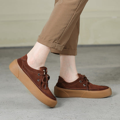 Autumn Retro Leather Flat Shoes