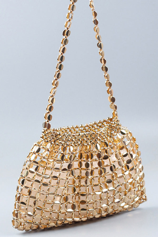 Handmade Flat Beaded Beaded Woven Handbag Bag