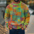 Men'S Geometric Color Block Print Knitted Sweater artswardrobe