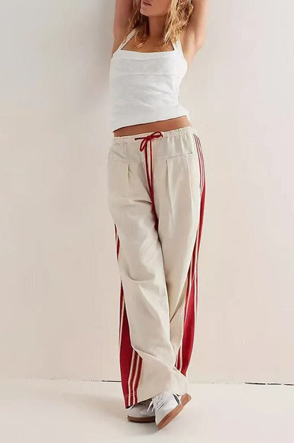 Side Stripe Airy Wide Leg Sweat Pants