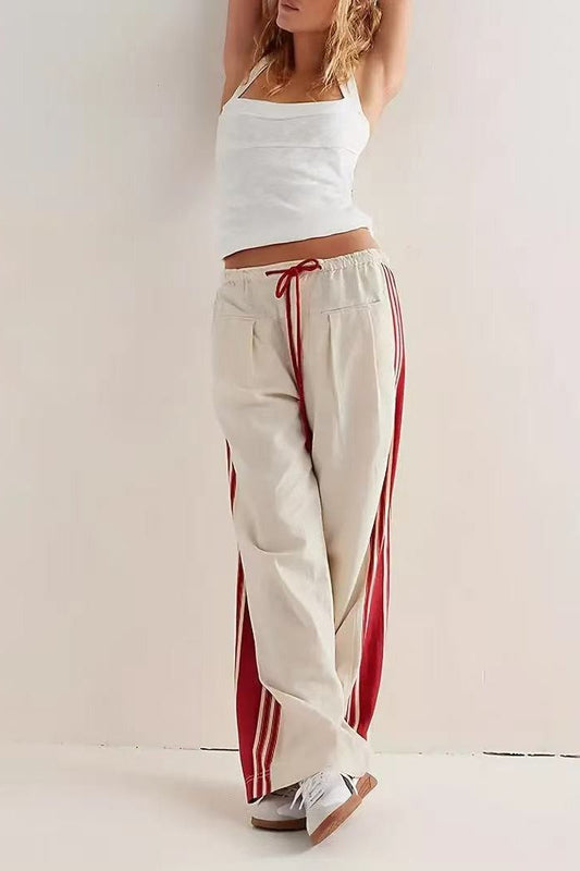 Side Stripe Airy Wide Leg Sweat Pants