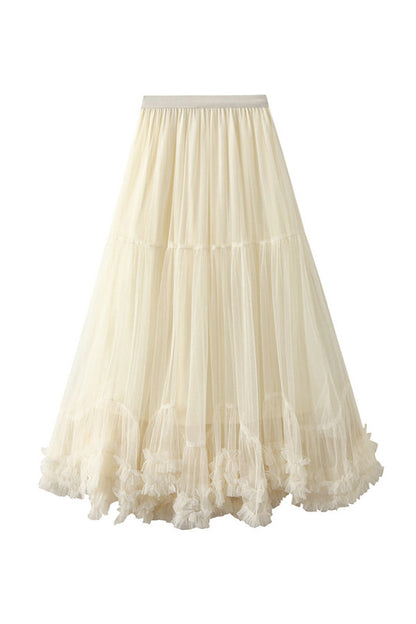 Sweet Fungus Lace A-line Tutu Skirt With Large Hem