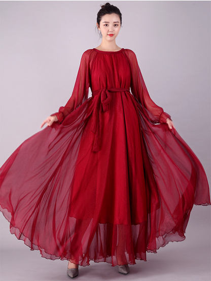 Artistic Retro Loose Color Maxi Dress