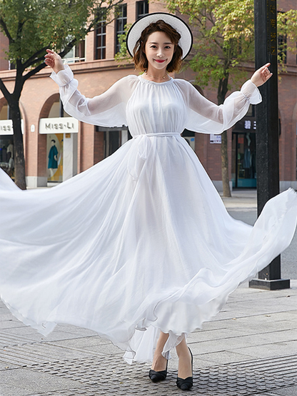 Artistic Retro Loose Color Maxi Dress