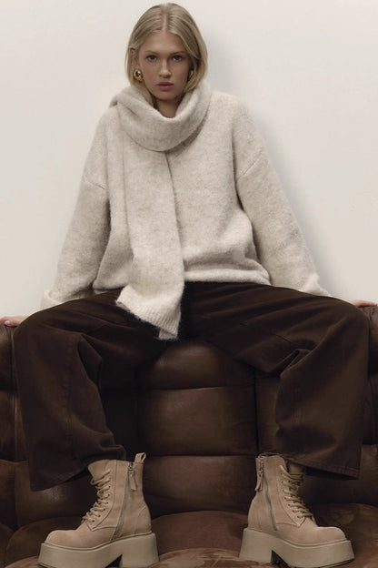 Soft Wool Loose V-neck Sweater