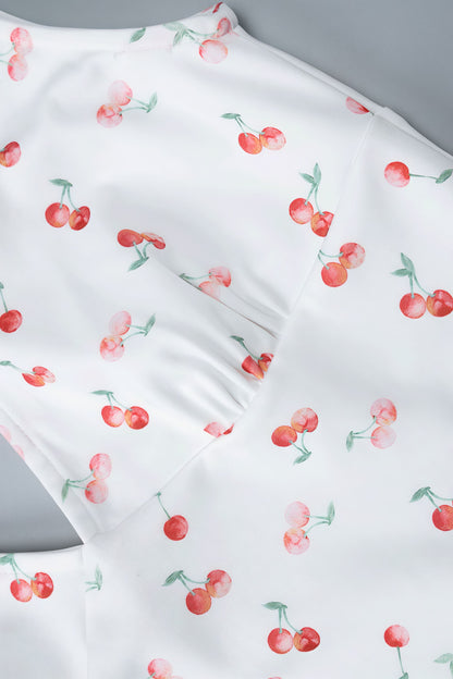 Romantic Pastoral Print V Neck Mini Dress