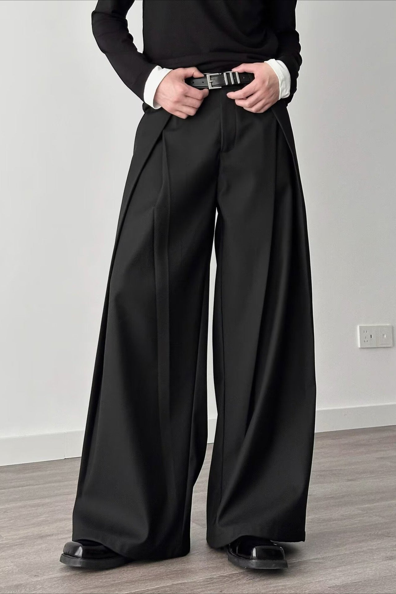 3d Pleat A-line Wide Leg Pants