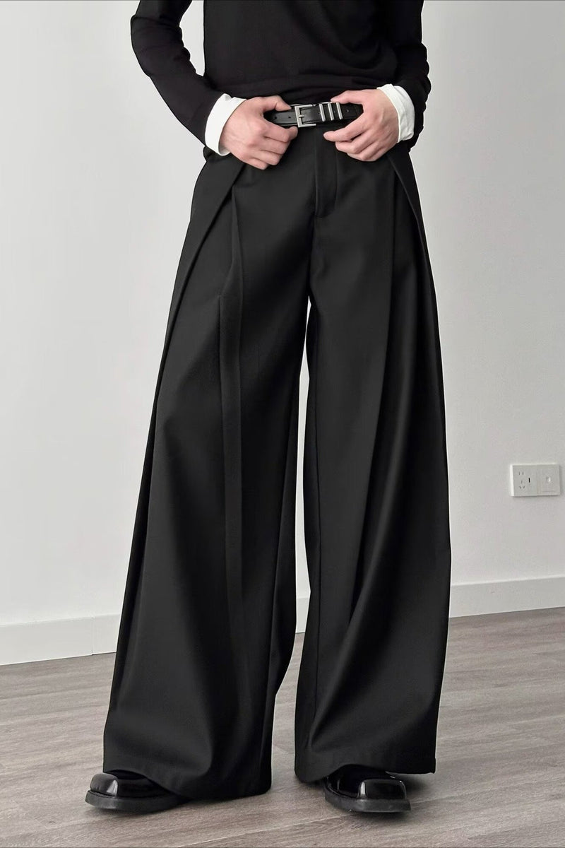 3d Pleat A-line Wide Leg Pants