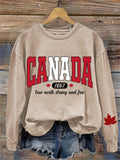 Women's Canada True North Strong And Free Print Sweatshirt elevenforest