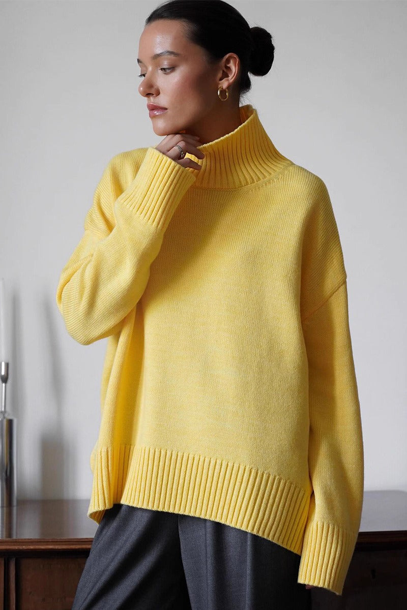 Color Turtleneck Knit Sweater