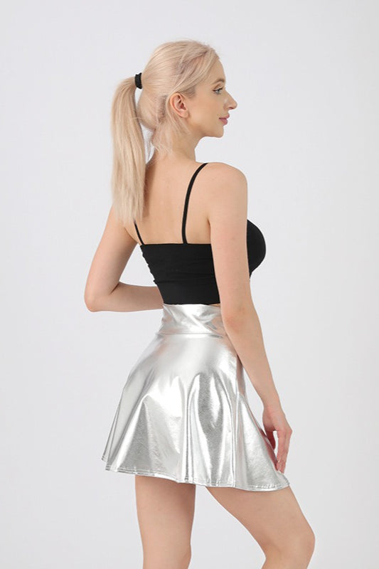 High Waist Color Glossy Performance Skirt