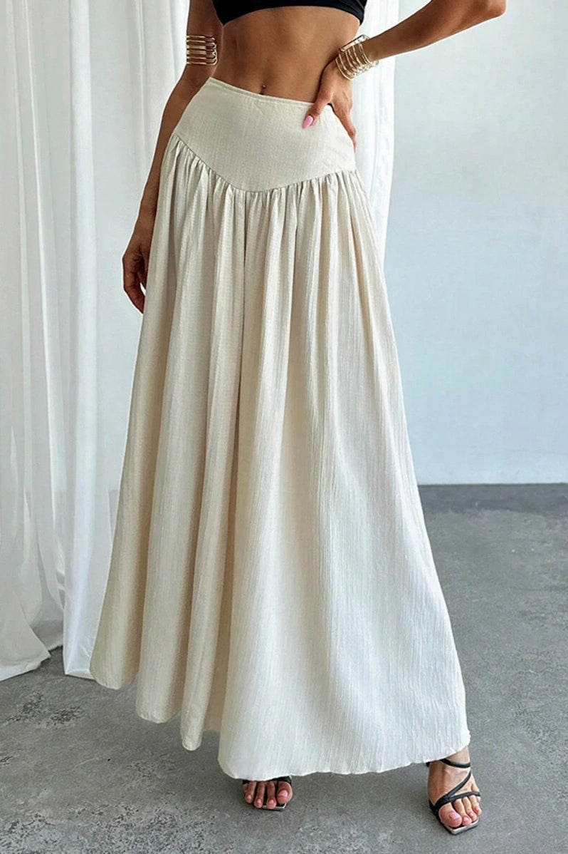 Ruffled High Waist a Line Belted Side Pocket Skirt
