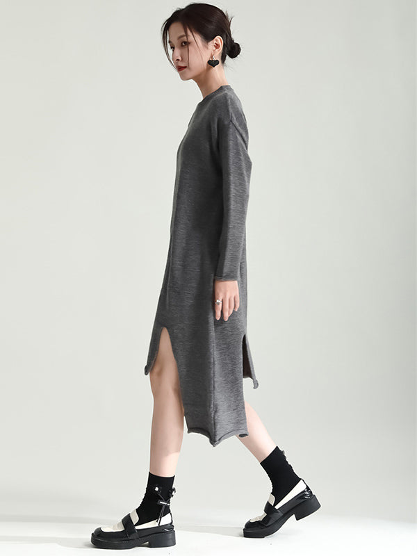 Long Sleeves Loose Color High-neck Shawl&sweater Dresses Two Pieces Set