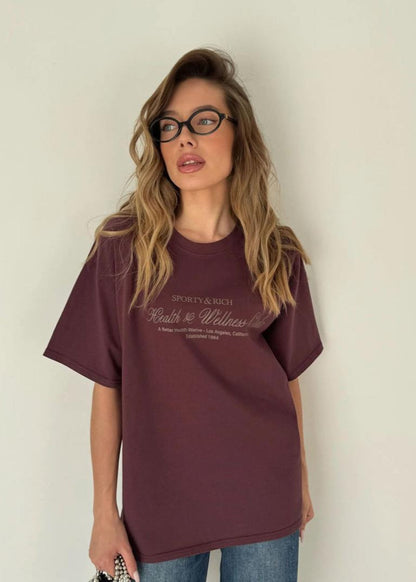 Bordeaux Script Tee – Oversized Cotton T-shirt With Print