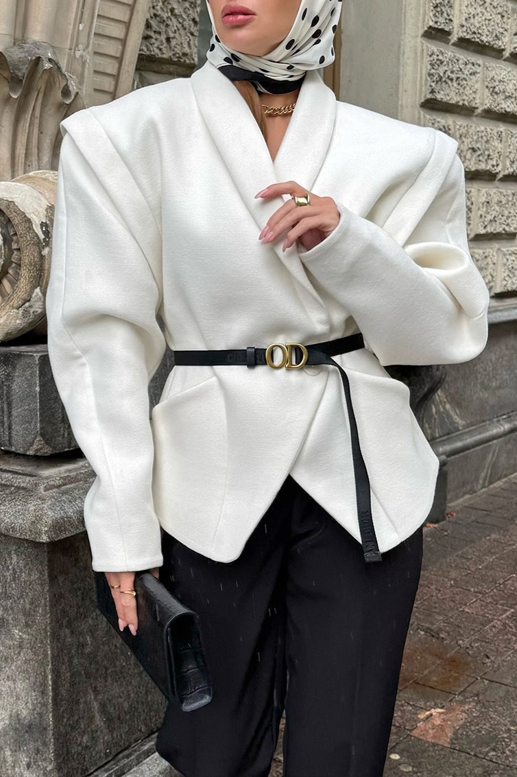 Wool Blend Belted Waist Coat