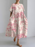 Women's Casual Pink Awareness Plants And Animals Printed Dress