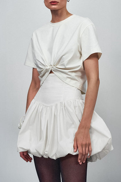 Cotton A-line High Waist Versatile Mini Skirt