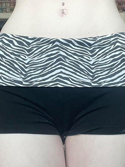 Stitching Shorts With Zebra Print