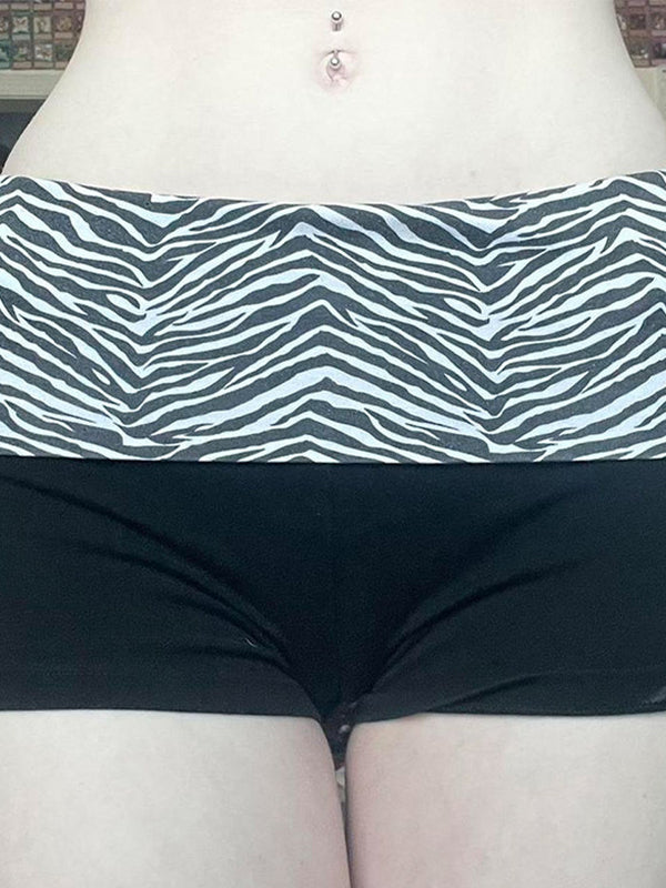 Stitching Shorts With Zebra Print