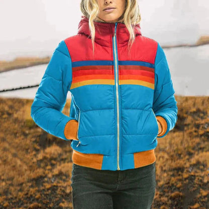 Winter Stitching Hooded Long Sleeve Coat