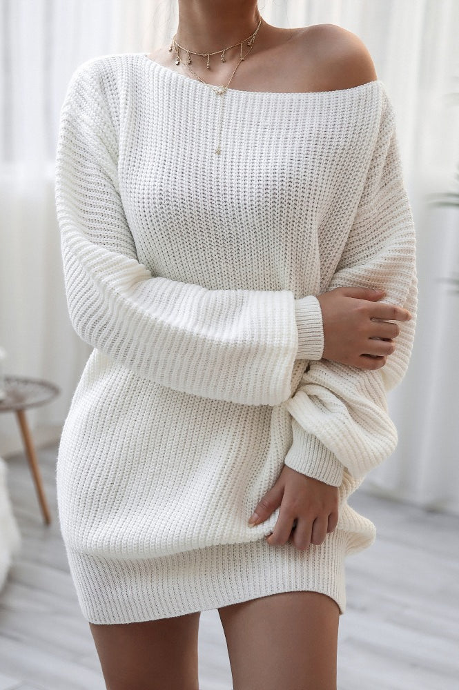 Knit Off Shoulder Sweater Dress