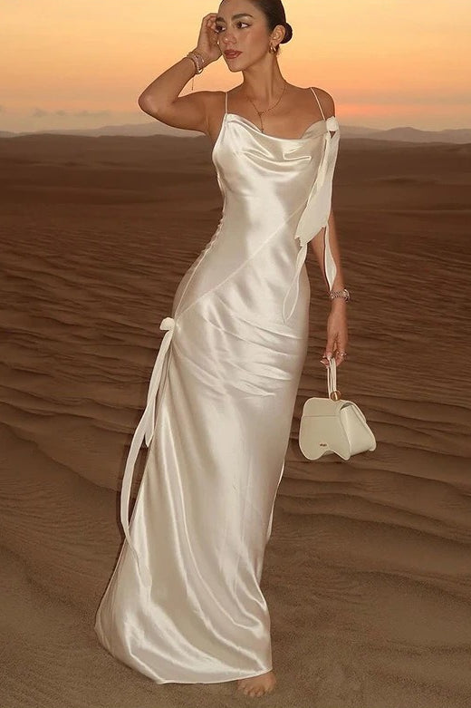 Satin Backless Maxi Dress