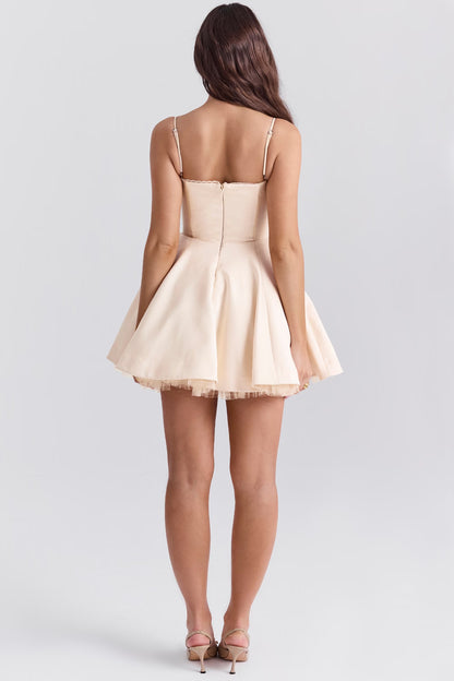 Cream Tulle Mini Dress