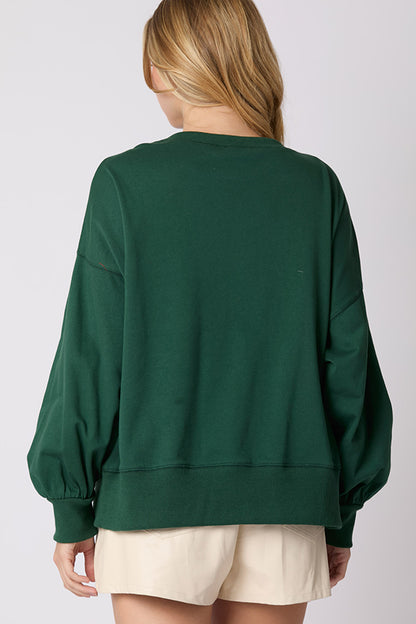 Christmas Bow Embellished Long-sleeved Sweatshirt
