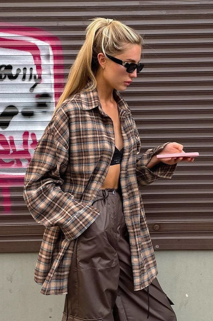 Plaid Long Blouse