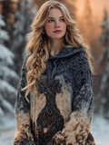 Women's Hooded Thick Sweater With Viking Style Tribal Totem artswardrobe