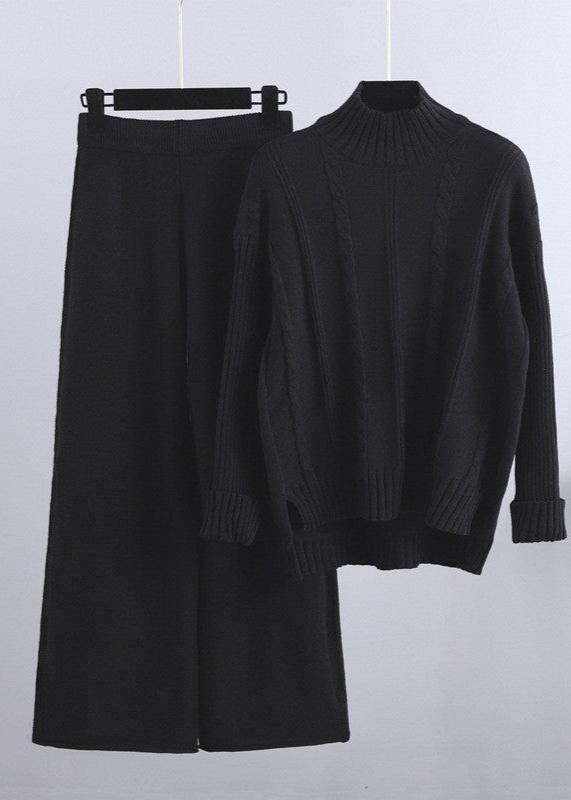 Cozy Mock Neck Sweater & Wide-leg Pants Set
