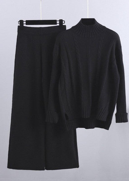 Cozy Mock Neck Sweater & Wide-leg Pants Set
