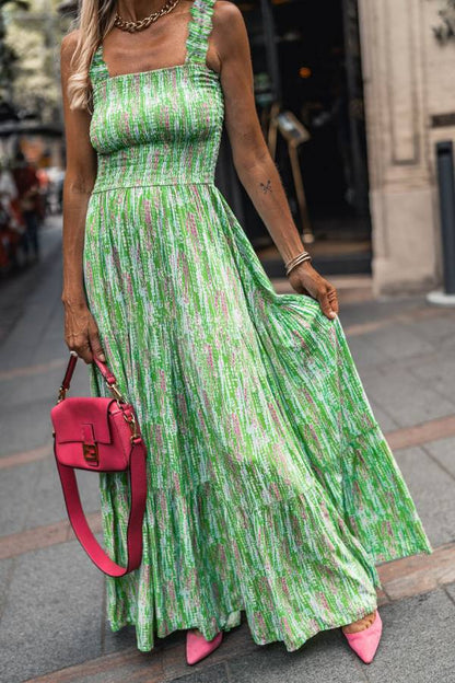Green-french Sleeveless Suspender Skirt